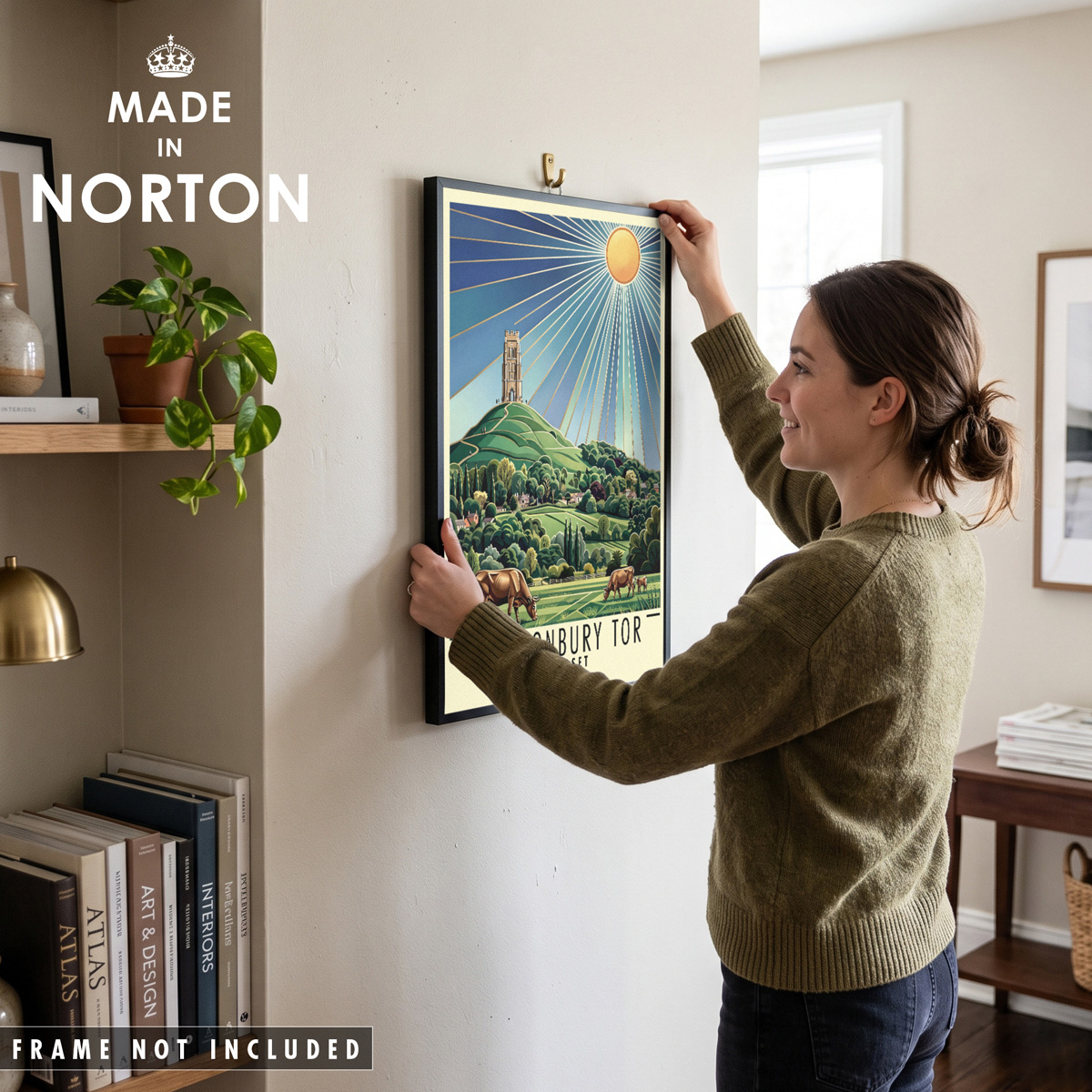 Glastonbury Tor Art Deco Poster Print - Image 2