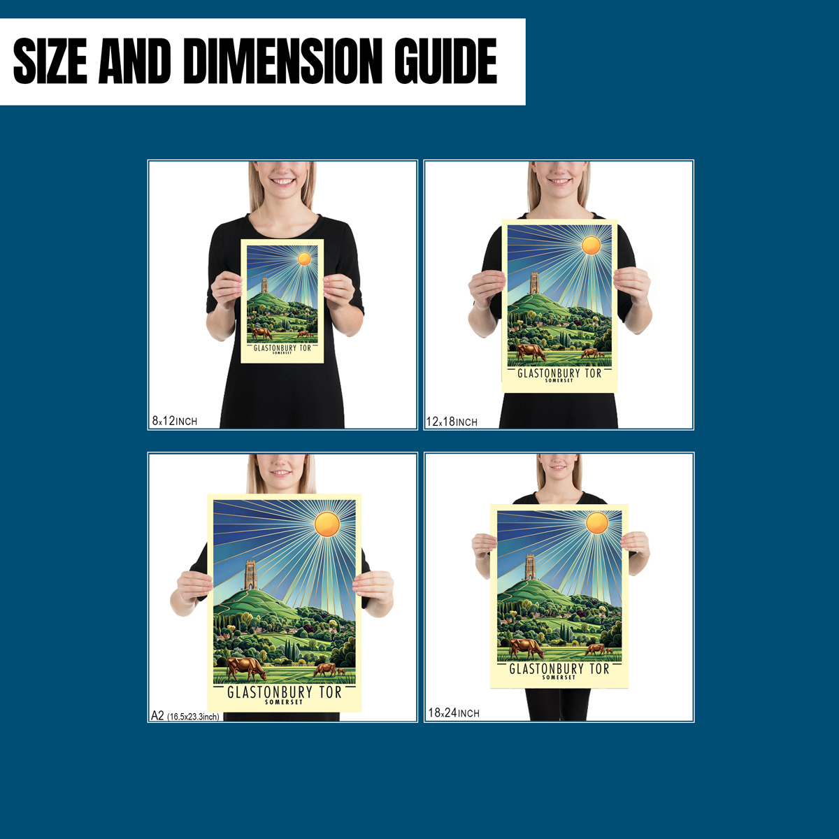 Glastonbury Tor Art Deco Poster Print - Image 5