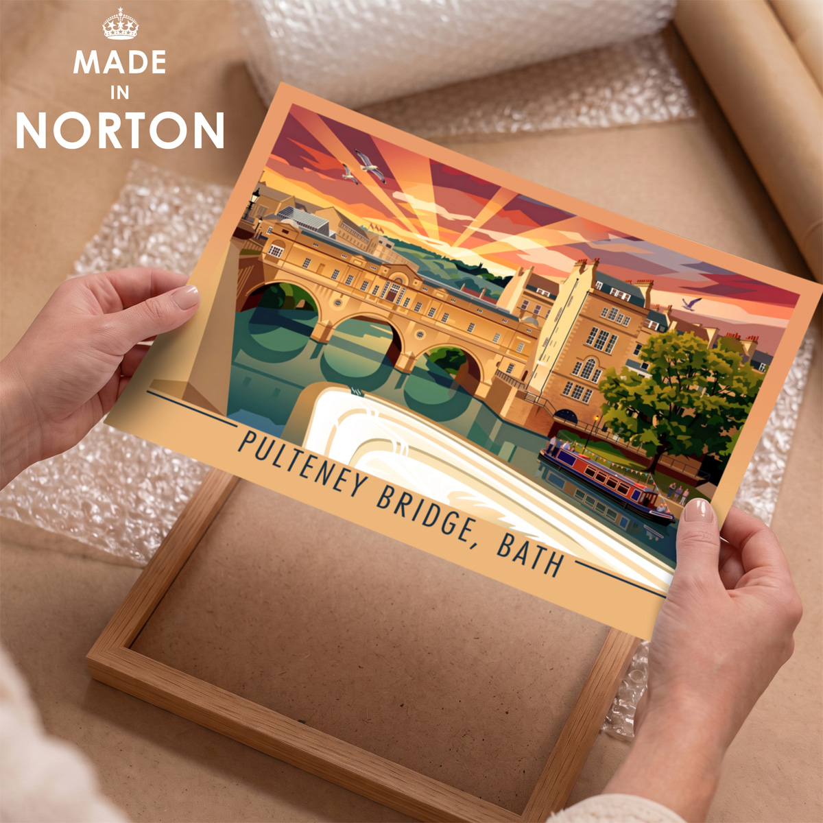 Pulteney Bridge Art Deco Poster Print - Image 2