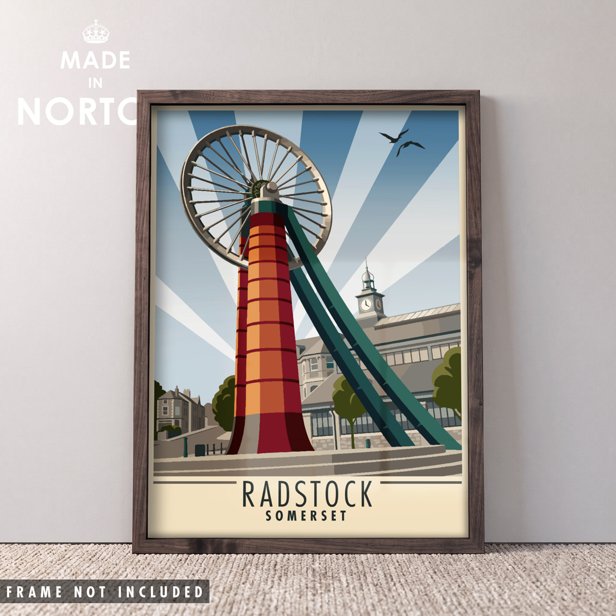 Radstock Miner's Wheel Art Deco Poster Print - Image 4